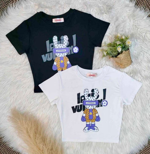 Basic Print Crop T-shirts